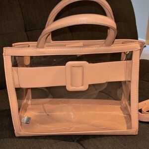 Transparent Pink Crossbody Tote Bag